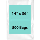 14X36 inches Clear Flat Poly Bags 1.5Mil Open Top (LDPE)