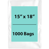 15X18 inches Clear Flat Poly Bags 1.5Mil Open Top (LDPE)