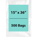 15X36 inches Clear Flat Poly Bags 1.5Mil Open Top (LDPE)