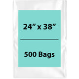 24X38 inches Clear Flat Poly Bags 1.5Mil Open Top (LDPE)