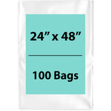 Clear Poly Bags 2Mil 24X48 Flat Open Top (LDPE)