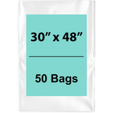 30X48 inches Clear Flat Poly Bags 1.5Mil Open Top (LDPE)