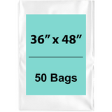 36X48 inches Clear Flat Poly Bags 1.5Mil Open Top (LDPE)