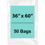 36X60 inches Clear Flat Poly Bags 1.5Mil Open Top (LDPE)