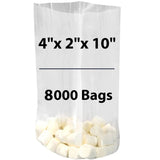 LDPE Clear Gusseted Poly Bags 1.5 mil 4" X 2" X 10" 8000 Bags