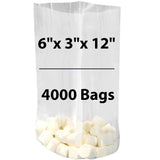 LDPE Clear Gusseted Poly Bags 1.5 mil 6" X 3" X 12" 4000 Bags