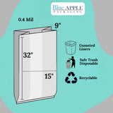 15" X 9" X 32" 7 1/2-10 Gal Clear LLDPE Trash Can Liners 0.4 Mil