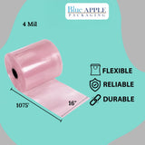 16" X 1075' 4 Mil Pink Anti-Static Poly Tubing Roll