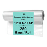 16X14X54 in 1 Mil LDPE equipment covers, 250 bags on roll
