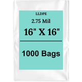 16" X 16" 2.75 Mil Extra Heavy Duty Linear LDPE Clear Flat Poly Bags