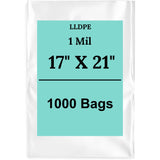 17" X 21" 1 Mil Std Linear LDPE Clear Flat Poly Bags