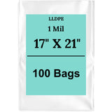 17" X 21" 1 Mil Std Linear LDPE Clear Flat Poly Bags