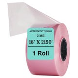 18" X 2150' 2 Mil Pink Anti-Static Poly Tubing Roll