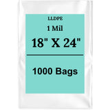 18" X 24" 1 Mil Std Linear LDPE Clear Flat Poly Bags