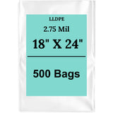 18" X 24" 2.75 Mil Extra Heavy Duty Linear LDPE Clear Flat Poly Bags