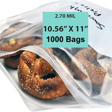 10.5X11 inches Freezer Bags Zipper 1 Gallon w/ White Block 2.7 Mil LDPE