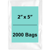 2X5 inches Clear Flat Poly Bags 2Mil Open Top (LDPE)