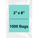 2X8 inches Clear Flat Poly Bags 2Mil Open Top (LDPE)