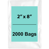 2X8 inches Clear Flat Poly Bags 2Mil Open Top (LDPE)