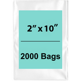 2X10 inches Clear Flat Poly Bags 2Mil Open Top (LDPE)