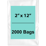 2X12 inches Clear Flat Poly Bags 2Mil Open Top (LDPE)