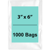 3X6 inches Clear Flat Poly Bags 2Mil Open Top (LDPE)