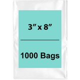 3X8 inches Clear Flat Poly Bags 2Mil Open Top (LDPE)