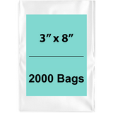 3X8 inches Clear Flat Poly Bags 2Mil Open Top (LDPE)