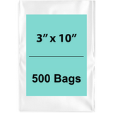 3X10 inches Clear Flat Poly Bags 2Mil Open Top (LDPE)