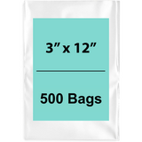 3X12 inches Clear Flat Poly Bags 2Mil Open Top (LDPE)