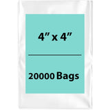 LDPE 2Mil Clear Poly Bags 4X4 inches 20000 Bags