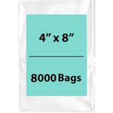 LDPE 2Mil Clear Poly Bags 4X8 inches 8000 Bags