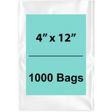 4X12 inches Clear Flat Poly Bags 2Mil Open Top (LDPE)
