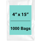 4X15 inches Clear Flat Poly Bags 2Mil Open Top (LDPE)