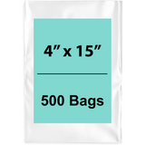 4X15 inches Clear Flat Poly Bags 2Mil Open Top (LDPE)