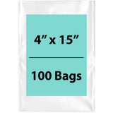 4X15 inches Clear Flat Poly Bags 2Mil Open Top (LDPE)