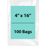 Clear Poly Bags 2 Mil Size: 4 inch (width) X 16 inch (height) Pack of 100 Bags