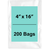 4X16 inches Clear Flat Poly Bags 2Mil Open Top (LDPE)