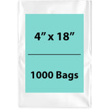 Clear Poly Bags 2 Mil Size: 4 inch (width) X 18 inch (height) Pack of 1000 Bags