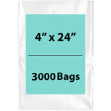 LDPE 2Mil Clear Poly Bags 4X24 inches 3000 Bags