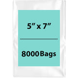 LDPE 2Mil Clear Poly Bags 5X7 inches 8000 Bags