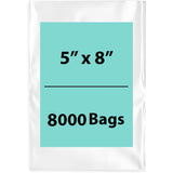 LDPE 2Mil Clear Poly Bags 5X8 inches 8000 Bags