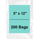 5X12 inches Clear Flat Poly Bags 2Mil Open Top (LDPE)