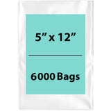 LDPE 2Mil Clear Poly Bags 5X12 inches 6000 Bags