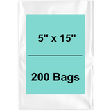 5X15 inches Clear Flat Poly Bags 2Mil Open Top (LDPE)