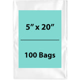 Clear Poly Bags 2 Mil Size: 5 inch (width) X 20 inch (height) Pack of 100 Bags