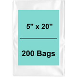 5X20 inches Clear Flat Poly Bags 2Mil Open Top (LDPE)
