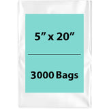 LDPE 2Mil Clear Poly Bags 5X20 inches 3000 Bags