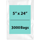 LDPE 2Mil Clear Poly Bags 5X24 inches 3000 Bags