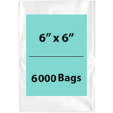 LDPE 2Mil Clear Poly Bags 6X6 inches 6000 Bags